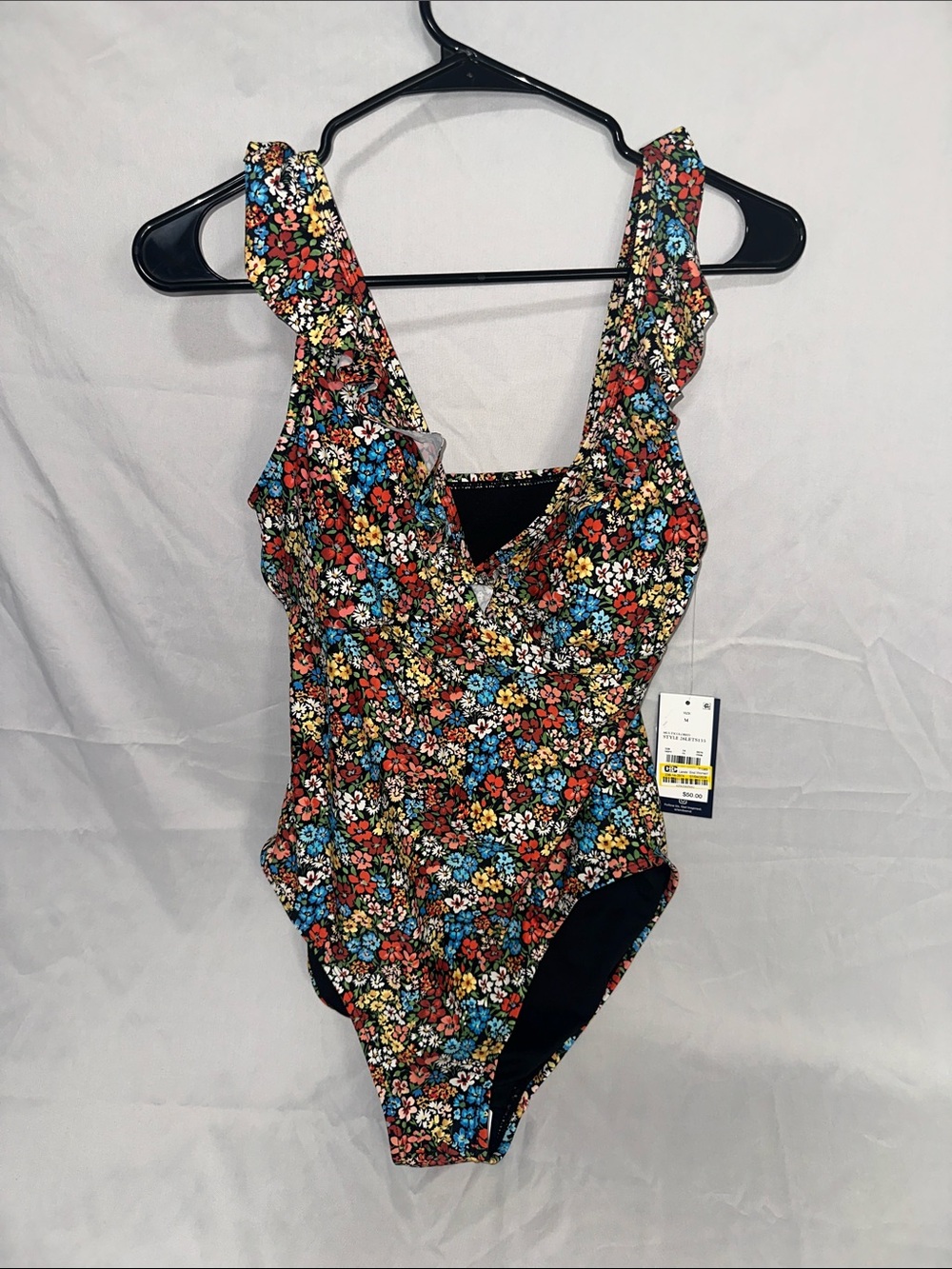 Shade & Shore Floral One-Piece Swimsuit - Black, Red, Blue, Yellow